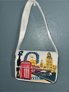 Beaded London Scene Shoulder Bag
